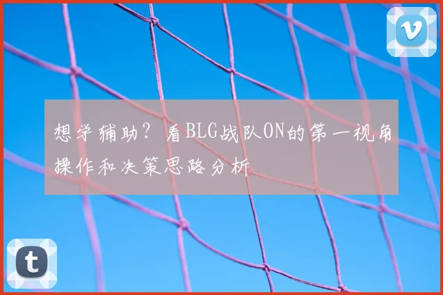 想学辅助？看BLG战队ON的第一视角操作和决策思路分析